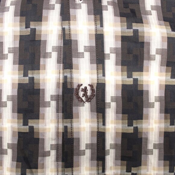 BUGATCHI CLASSIC FIT Mens 100% COTTON POINT COLLAR SHIRT BROWN Sz LARGE, L - Picture 3 of 5